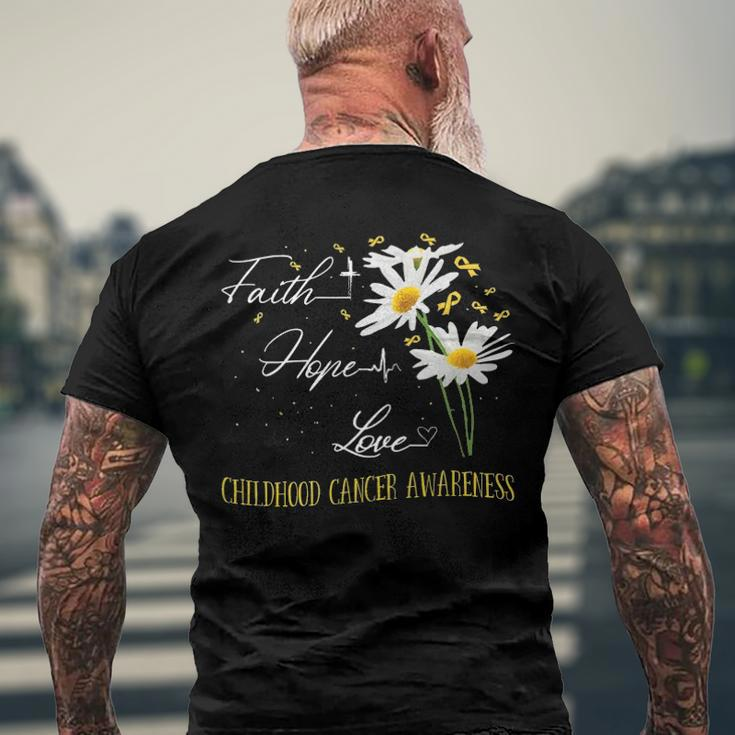 Childhood Cancer Awareness Faith Hope Love Awareness Men's Back Print T-shirt Gifts for Old Men