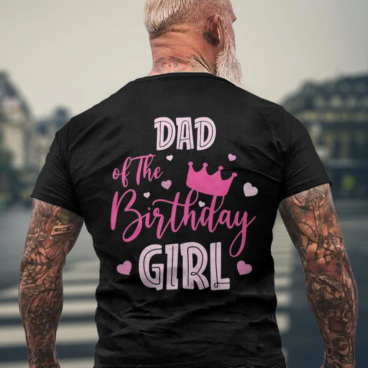 Dad Of The Birthday Girl Cute Pink Matching Family Men's Back Print T-shirt Gifts for Old Men