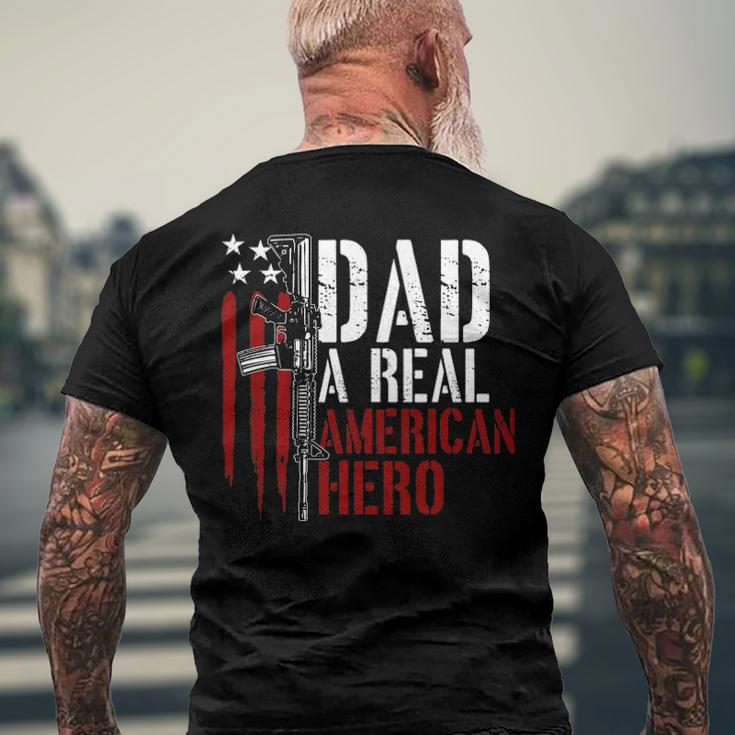 Mens Dad A Real American Hero Daddy Gun Rights Ar-15 Ver2 Men's Back Print T-shirt Gifts for Old Men