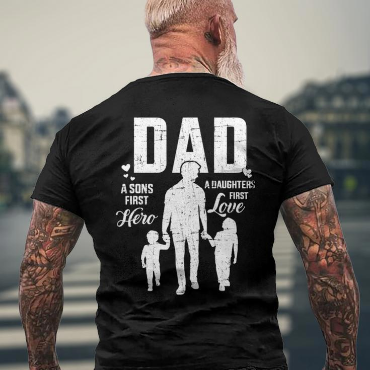 Mens Dad Sons First Hero Daughters Love For Fathers Day Men's Back Print T-shirt Gifts for Old Men