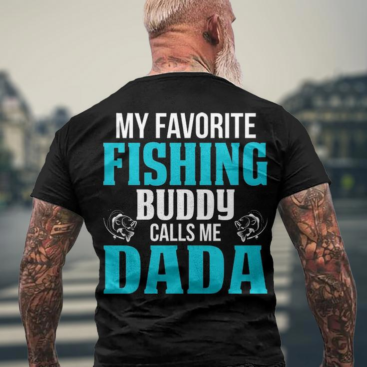 Dada Grandpa Fishing My Favorite Fishing Buddy Calls Me Dada Men's T-Shirt Back Print Gifts for Old Men