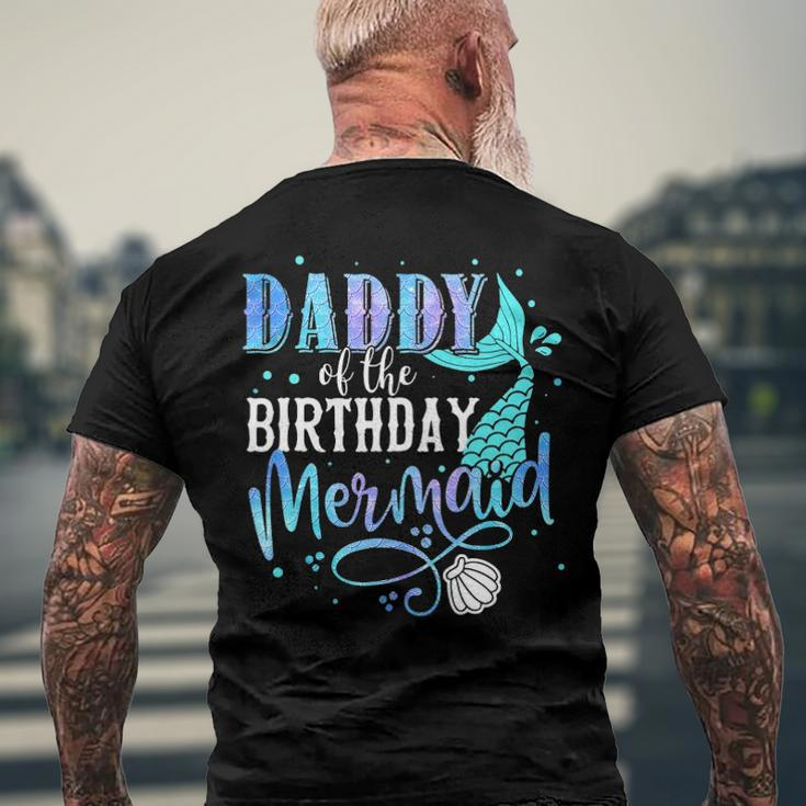 Daddy Of The Birthday Mermaid Family Matching Party Squad Men's Back Print T-shirt Gifts for Old Men