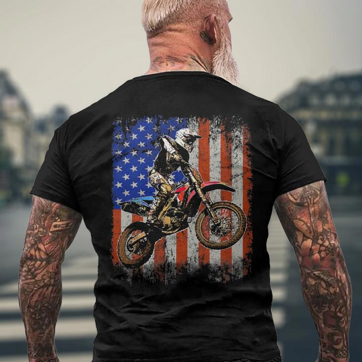 Dirt Bike American Flag Motocross Biker 4Th Of July Mens Men's Back Print T-shirt Gifts for Old Men