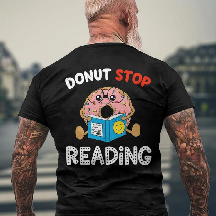 Donut Stop Reading Meme Book Reader Pun Bookworm Men's Back Print T-shirt Gifts for Old Men