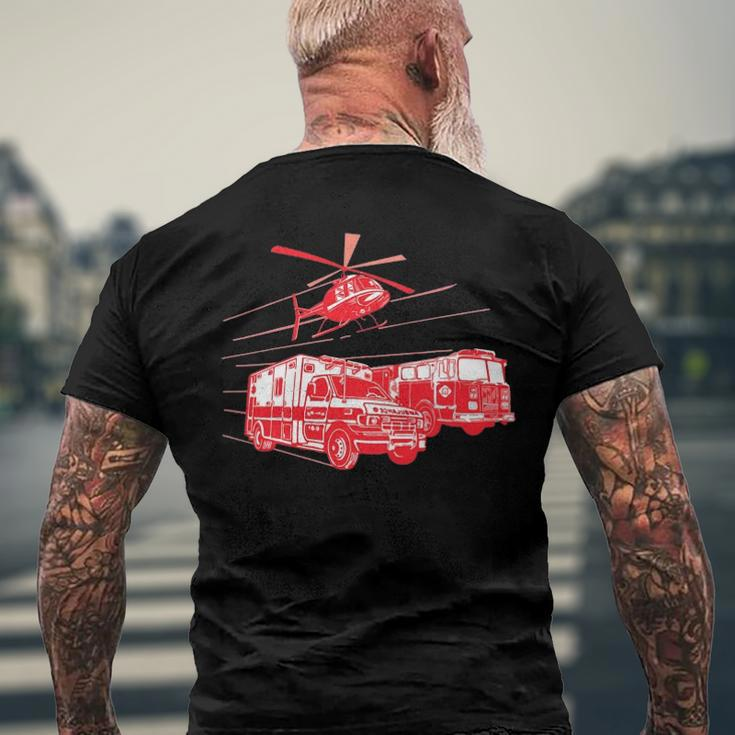 Ems Fire Rescue Truck Helicopter Cute Unique Men's Back Print T-shirt Gifts for Old Men