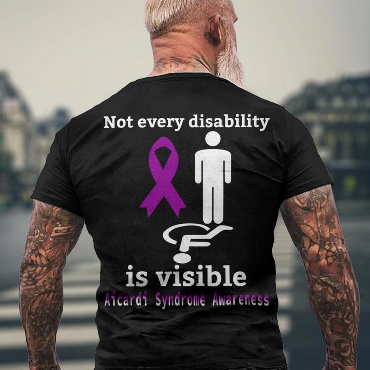 Every Disability Is Visible Aicardi Syndrome Awareness Purple Ribbon Aicardi Syndrome Support Aicardi Syndrome Awareness Men's Crewneck Short Sleeve Back Print T-shirt Gifts for Old Men