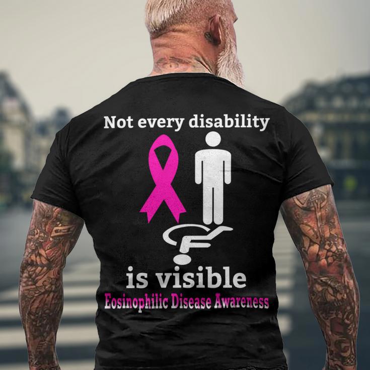 Every Disability Is Visible Eosinophilic Disease Awareness Pink Ribbon Eosinophilic Disease Eosinophilic Disease Awareness Men's Crewneck Short Sleeve Back Print T-shirt Gifts for Old Men