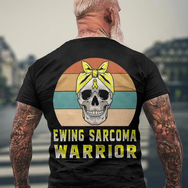 Ewings Sarcoma Warrior Skull Women Vintage Yellow Ribbon Ewings Sarcoma Ewings Sarcoma Awareness V2 Men's Crewneck Short Sleeve Back Print T-shirt Gifts for Old Men