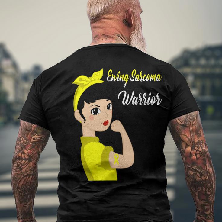 Ewings Sarcoma Warrior Strong Women Yellow Women Ewings Sarcoma Ewings Sarcoma Awareness Men's Crewneck Short Sleeve Back Print T-shirt Gifts for Old Men