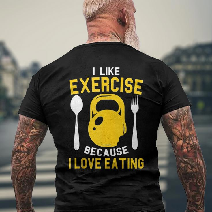 I Like Exercise Because I Love Eating Gym Workout Fitness Men's Back Print T-shirt Gifts for Old Men