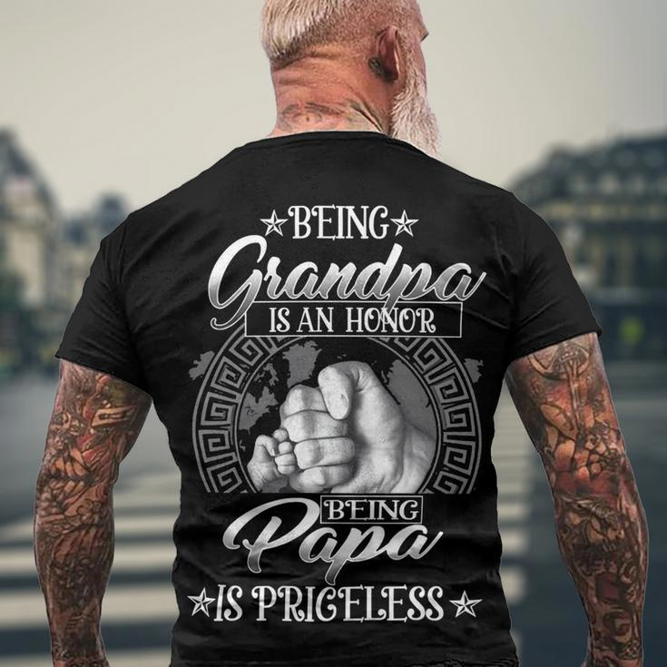 Father Grandpa Being Grandpa Is An Honor Being Papa Is Priceless203 Family Dad Men's Crewneck Short Sleeve Back Print T-shirt Gifts for Old Men