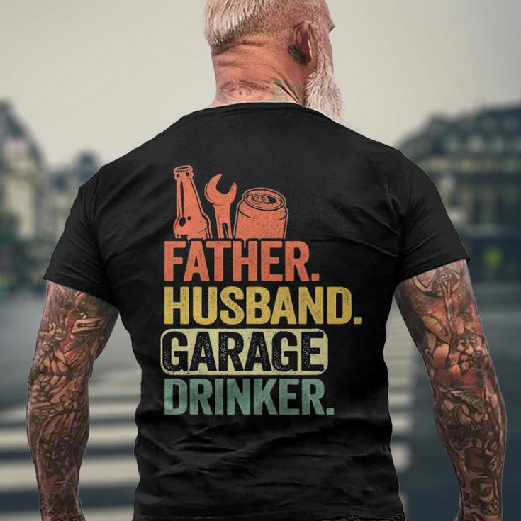 Father Husband Garage Drinker Vintage Mechanic Dad Handyman Men's Back Print T-shirt Gifts for Old Men