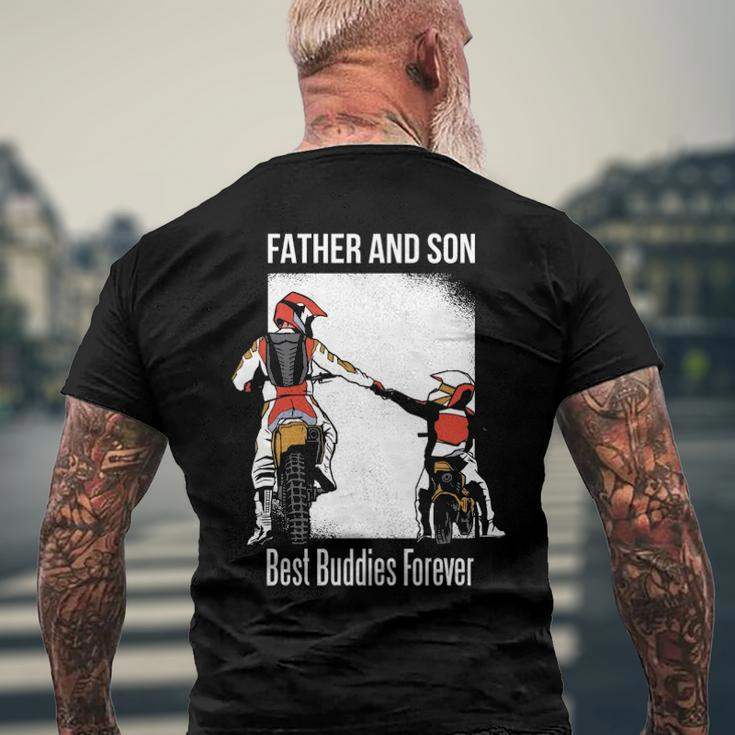 Father And Son Best Buddies Forever Fist Bump Dirt Bike Men's Back Print T-shirt Gifts for Old Men