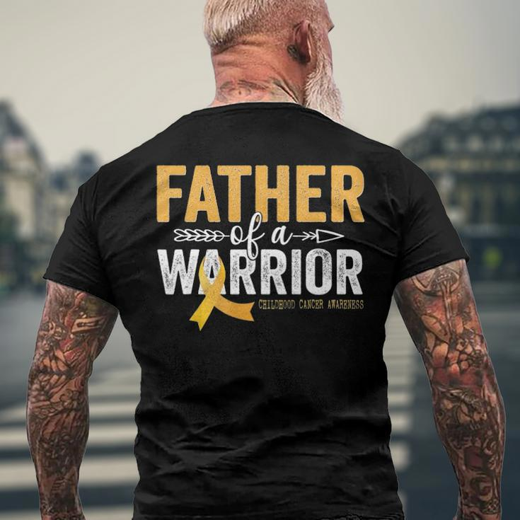 Father Of A Warrior Childhood Cancer Ribbon Oncology Men's Back Print T-shirt Gifts for Old Men