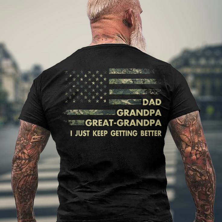 Mens Fathers Day From Grandkids Dad Grandpa Great Grandpa Men's Back Print T-shirt Gifts for Old Men