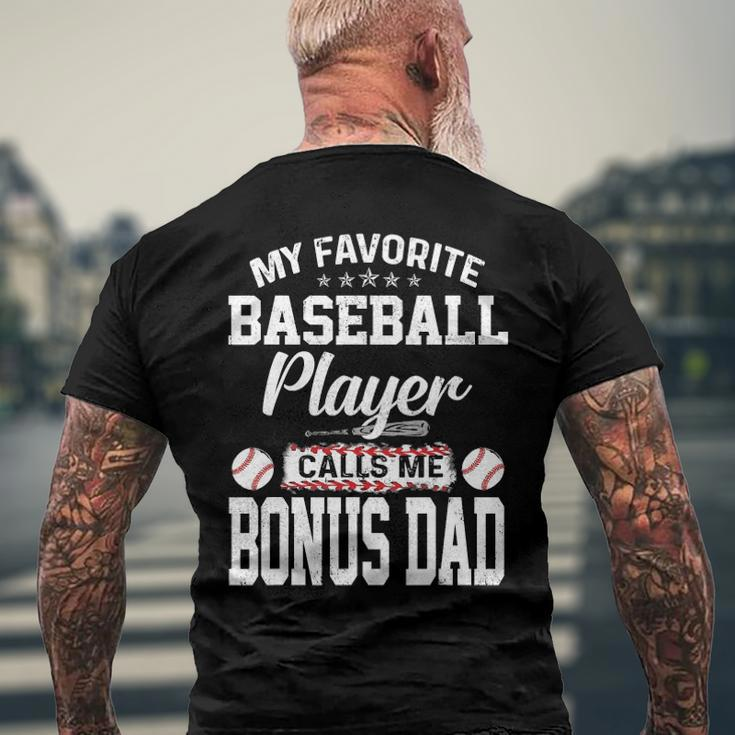 Mens My Favorite Baseball Player Calls Me Bonus Dad Bonus Men's Back Print T-shirt Gifts for Old Men