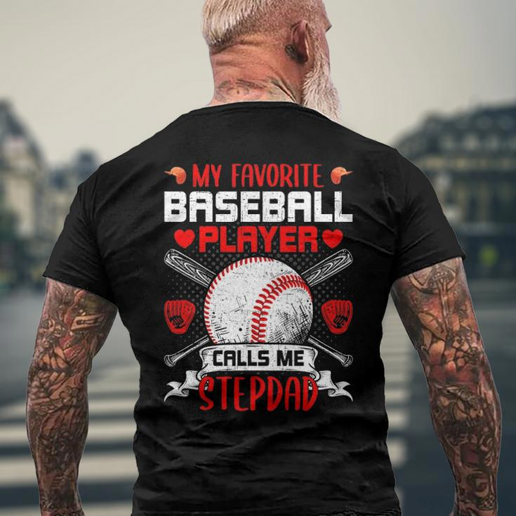 My Favorite Baseball Player Calls Me Stepdad Men's Back Print T-shirt Gifts for Old Men