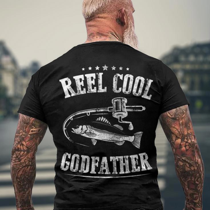 Fishing Reel Cool Godfather Men's Crewneck Short Sleeve Back Print T-shirt Gifts for Old Men