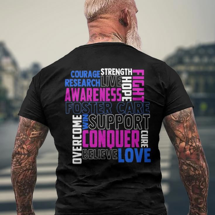 Foster Care Awareness Adoption Related Blue Ribbon Men's Back Print T-shirt Gifts for Old Men
