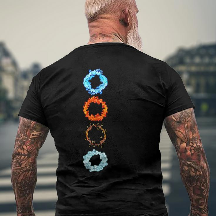Four Elements Air Earth Fire Water Ancient Alchemy Symbols Men's Back Print T-shirt Gifts for Old Men