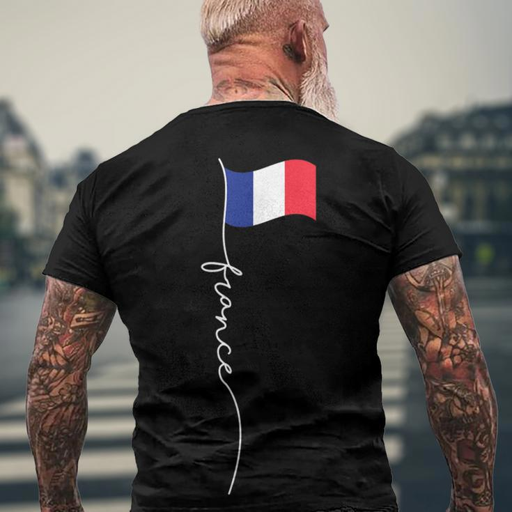 France Signature Flag Pole - Elegant Patriotic French Flag Men's T-shirt Back Print Gifts for Old Men