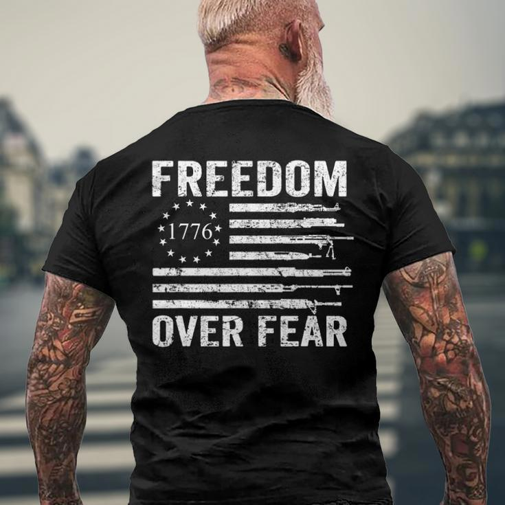 Freedom Over Fear - Pro Gun Rights 2Nd Amendment Guns Flag Men's Back Print T-shirt Gifts for Old Men