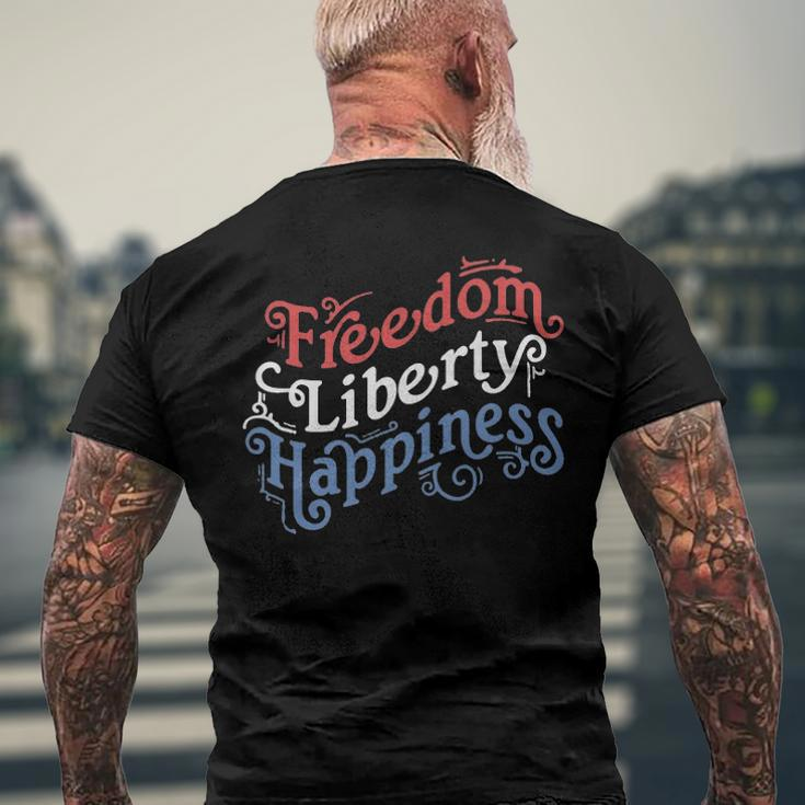 Freedom Liberty Happiness Red White And Blue Men's Back Print T-shirt Gifts for Old Men