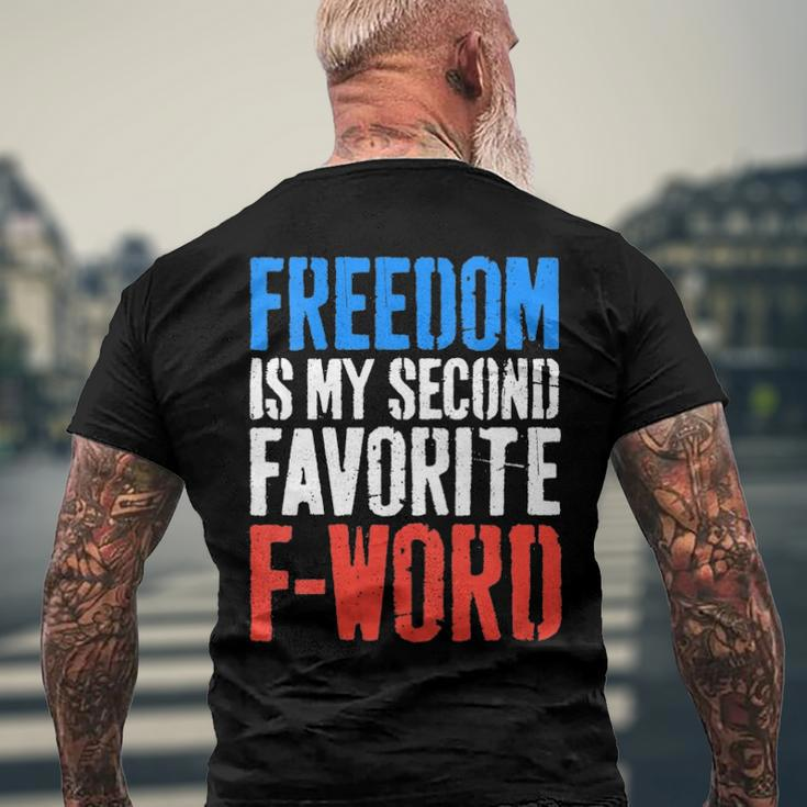 Womens Freedom Is My Second Favorite F-Word 4Th Of July V-Neck Men's Back Print T-shirt Gifts for Old Men
