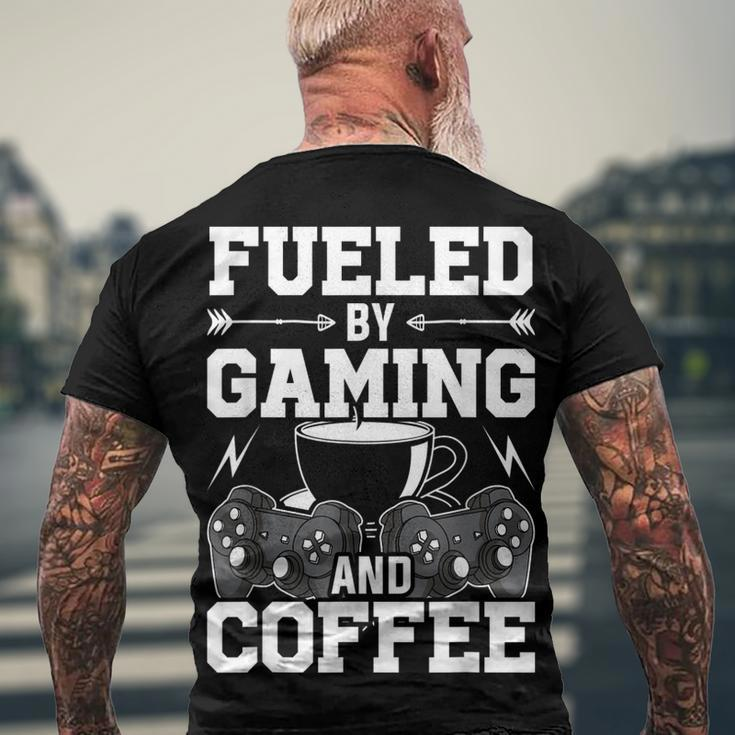 Fueled By Gaming And Coffee Video Gamer Gaming Men's T-shirt Back Print Gifts for Old Men