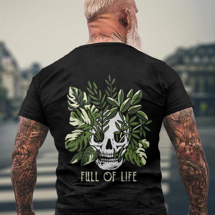 Full Of Life Skull Gardening Garden Men's Crewneck Short Sleeve Back Print T-shirt Gifts for Old Men