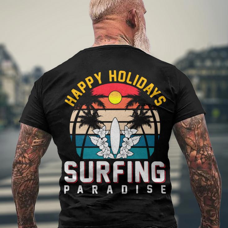 Funny Enjoy The Summer Holiday Summer Surfing Paradise Men's Crewneck Short Sleeve Back Print T-shirt Gifts for Old Men