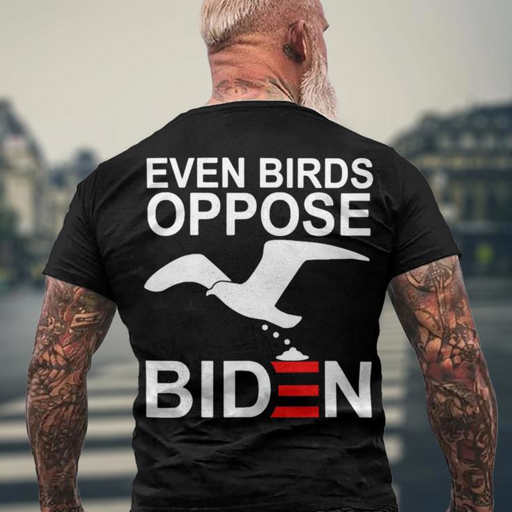 Funny Even Birds Oppose Biden Men's Crewneck Short Sleeve Back Print T-shirt Gifts for Old Men