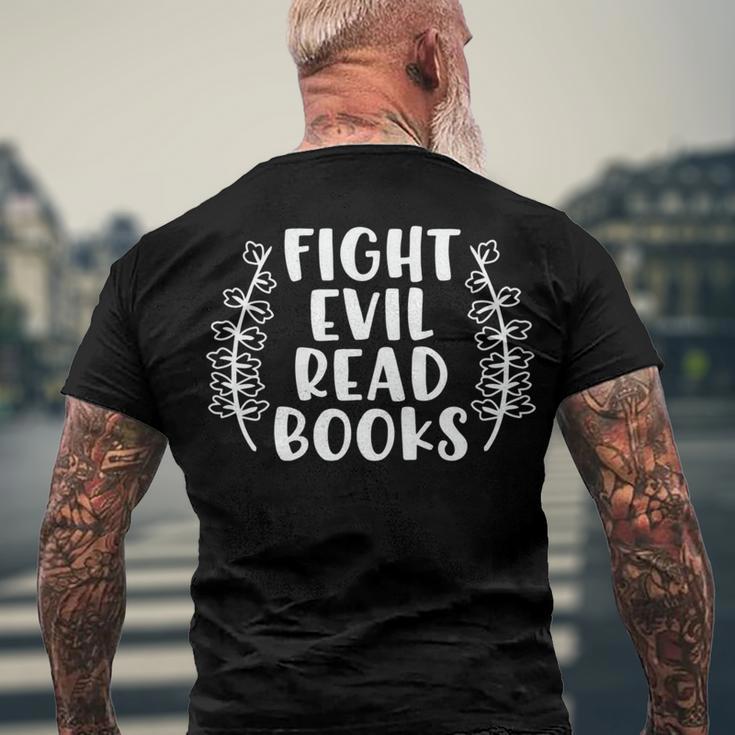 Funny Fight Evil Read Books Men's Crewneck Short Sleeve Back Print T-shirt Gifts for Old Men