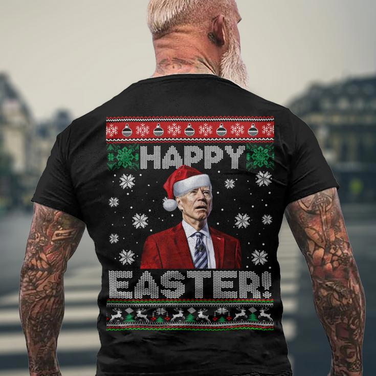 Funny Joe Biden Happy Easter Ugly Christmas Men's Crewneck Short Sleeve Back Print T-shirt Gifts for Old Men