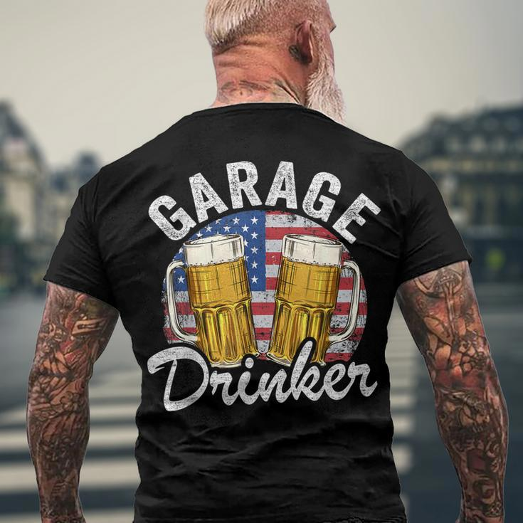 Garage Drinker 4Th Of July American Flag Dad Mens Garage Men's T-shirt Back Print Gifts for Old Men