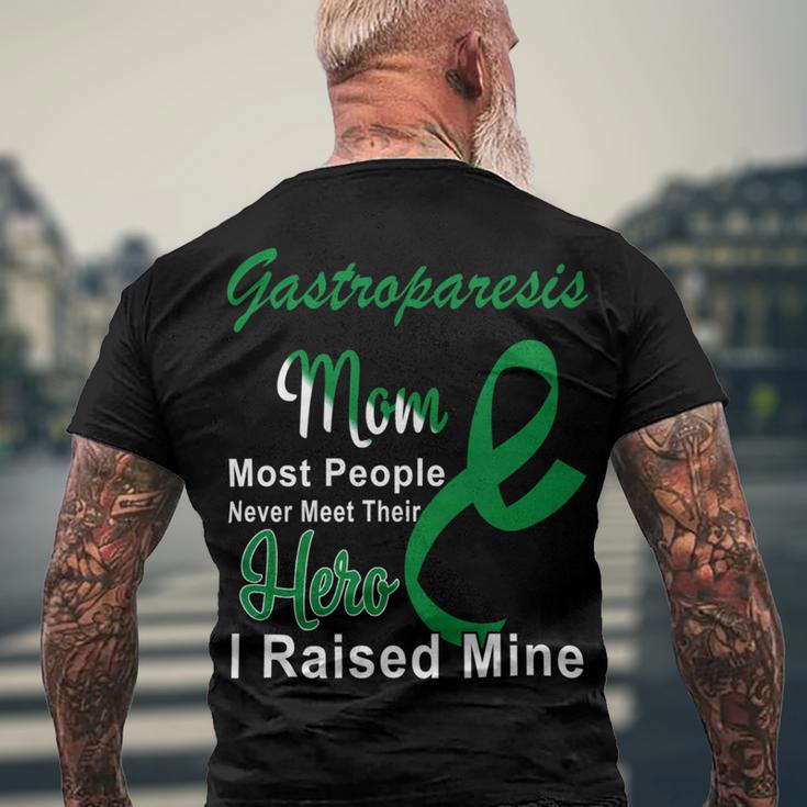 Gastroparesis Warrior Skull Women Vintage Green Ribbon Gastroparesis Gastroparesis Awareness V2 Men's Crewneck Short Sleeve Back Print T-shirt Gifts for Old Men