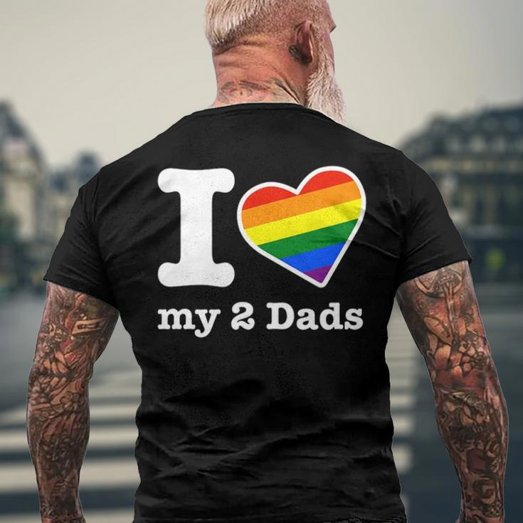 Gay Dads I Love My 2 Dads With Rainbow Heart Men's Back Print T-shirt Gifts for Old Men