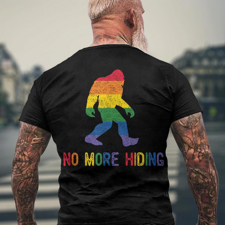 Gay Pride Support - Sasquatch No More Hiding - Lgbtq Ally Men's Back Print T-shirt Gifts for Old Men