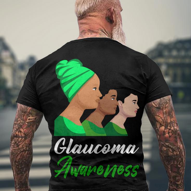 Glaucoma Awareness Green Women Glaucoma Glaucoma Awareness Men's Crewneck Short Sleeve Back Print T-shirt Gifts for Old Men