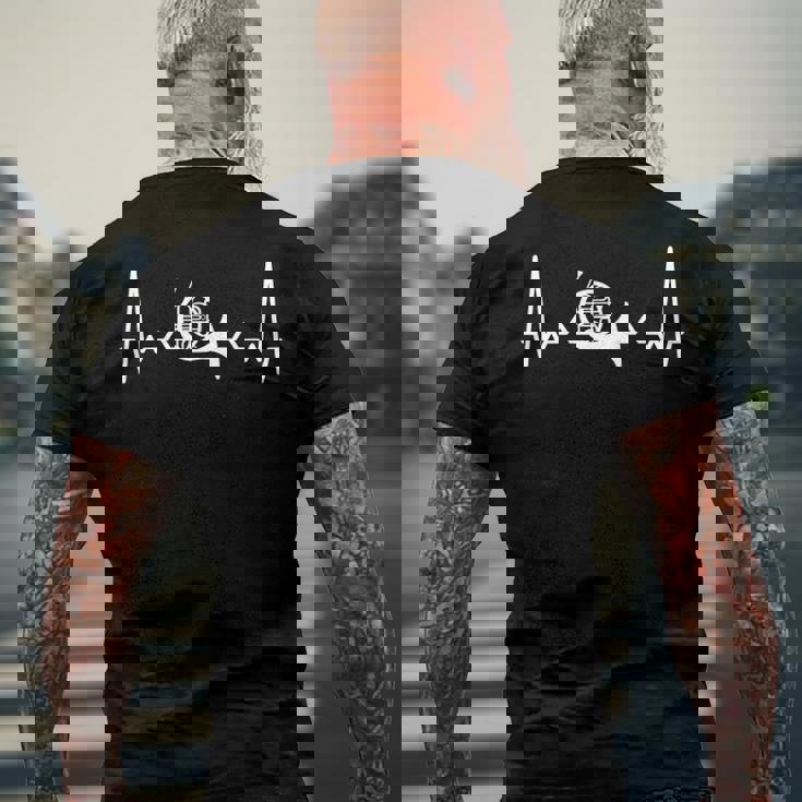 My Heart Beats For Playing The French Horn Men's Back Print T-shirt Gifts for Old Men