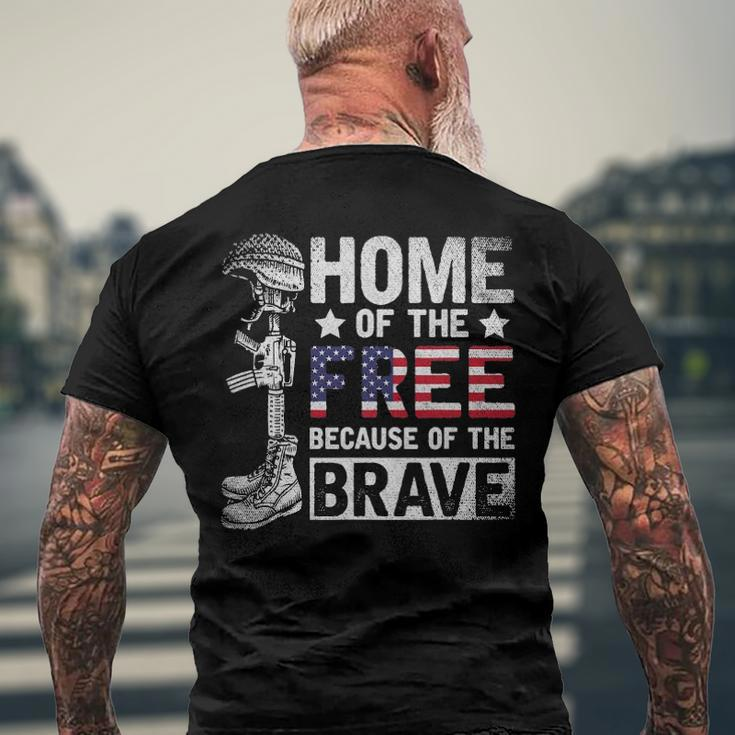 Mens Home Of The Free Because Of The Brave Proud Veteran Soldier Men's Back Print T-shirt Gifts for Old Men
