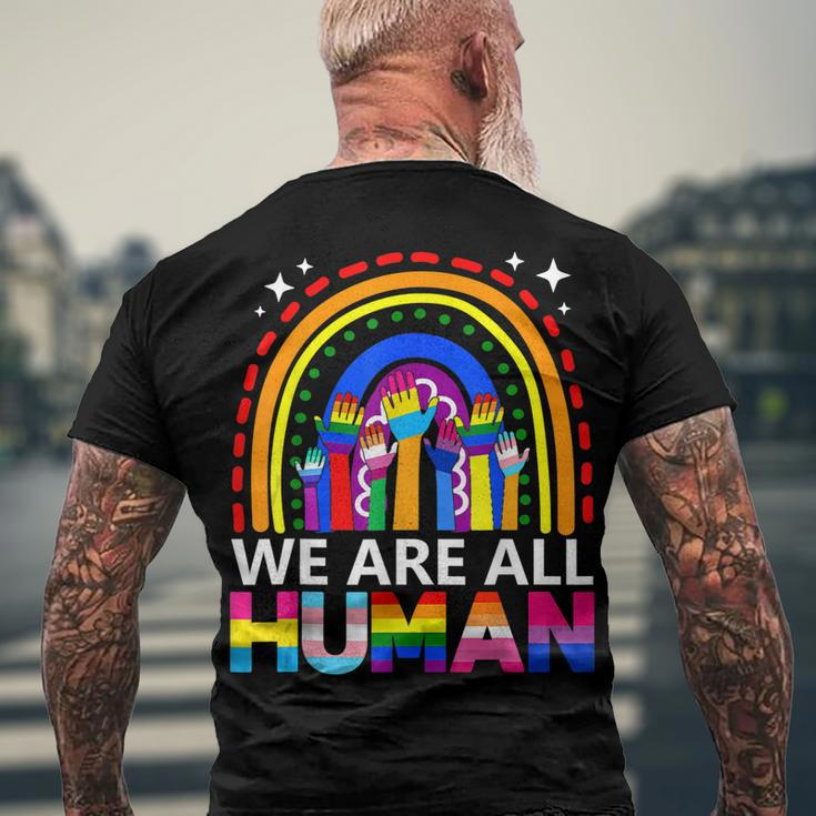 Human Lgbt Flag Gay Pride Month Transgender Rainbow Lesbian Men's Back Print T-shirt Gifts for Old Men