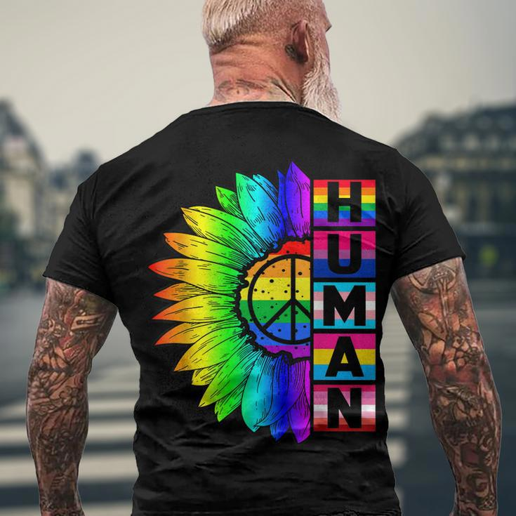 Human Sunflower Lgbt Flag Gay Pride Month Proud Lgbtq V3 Men's T-shirt Back Print Gifts for Old Men