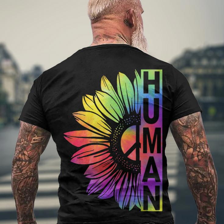 Human Sunflower Lgbt Tie Dye Flag Gay Pride Proud Lgbtq Men's Back Print T-shirt Gifts for Old Men