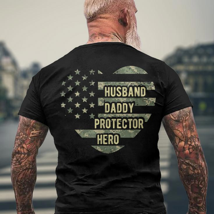Mens Mens Husband Daddy Protector Heart Camoflage Fathers Day Men's Back Print T-shirt Gifts for Old Men