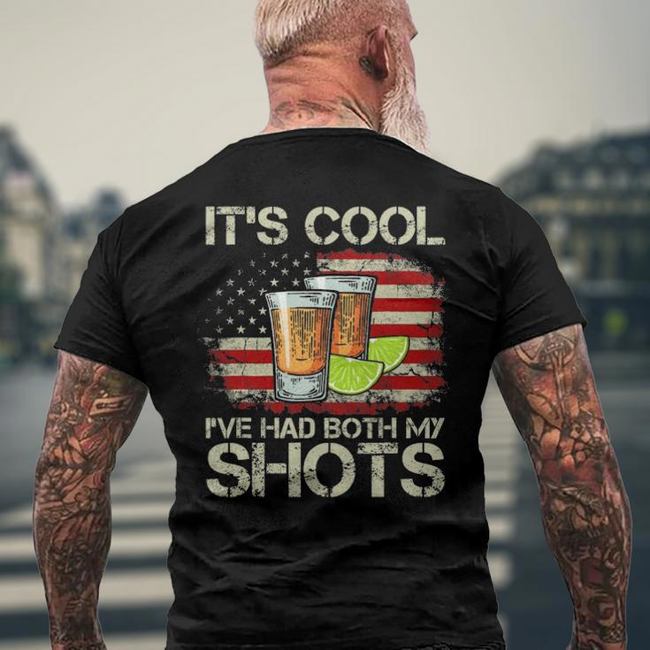 Its Cool Ive Had Both My Shots American Flag 4Th Of July Men's Back Print T-shirt Gifts for Old Men