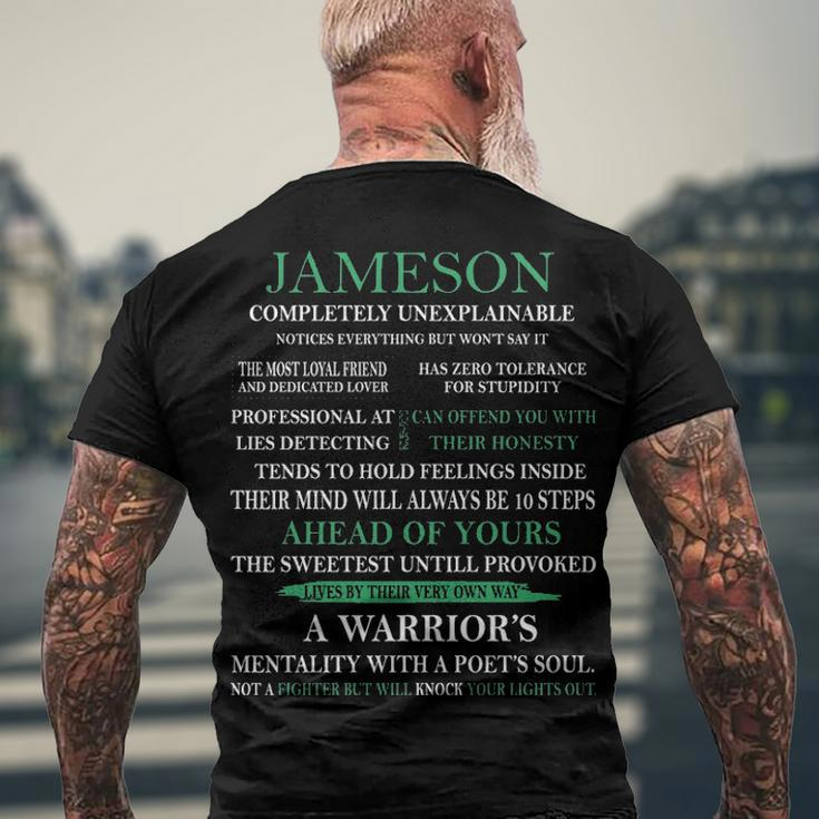 Jameson Name Jameson Completely Unexplainable Men's T-Shirt Back Print Gifts for Old Men