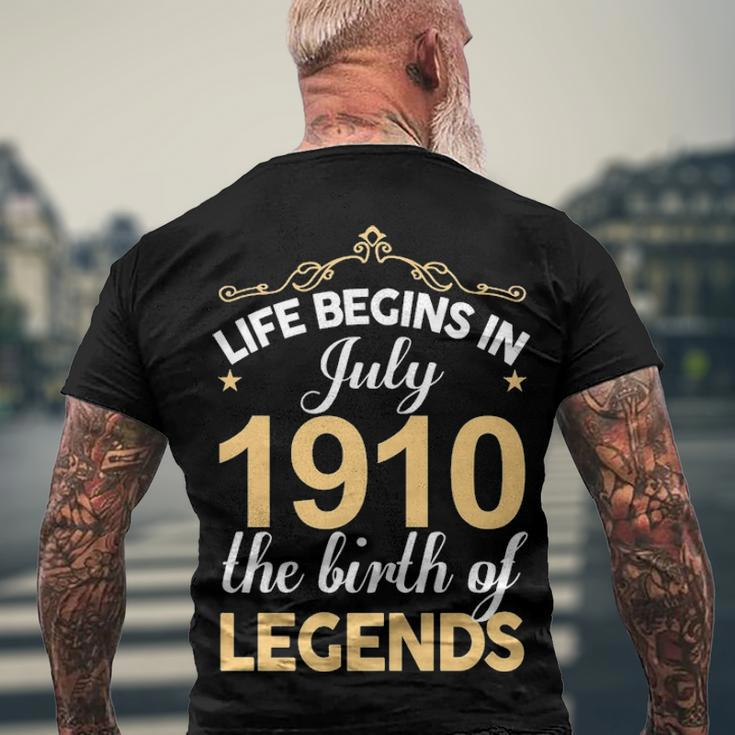 July 1910 Birthday Life Begins In July 1910 V2 Men's T-Shirt Back Print Gifts for Old Men
