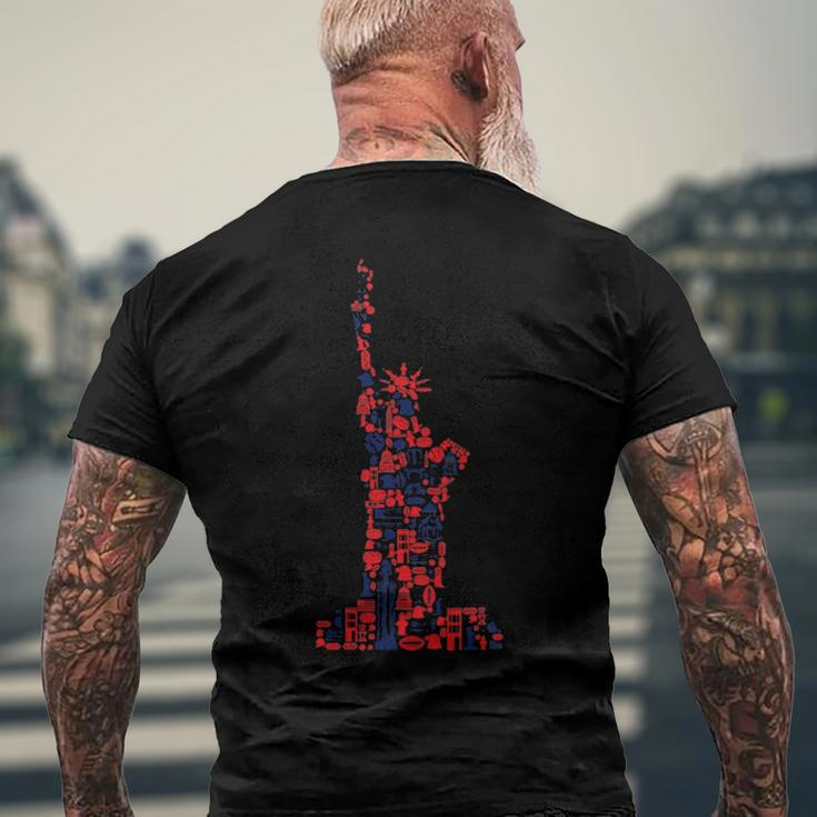July 4Th American Symbols New York City - Statue Of Liberty Men's Back Print T-shirt Gifts for Old Men