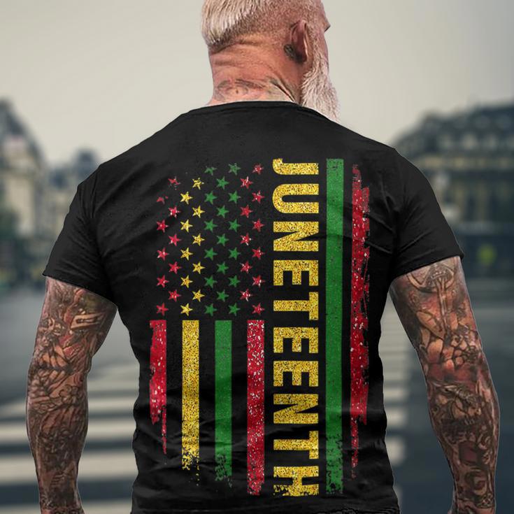 Juneteenth Us Flag Black King Melanin Dad Men Fathers Day Men's Crewneck Short Sleeve Back Print T-shirt Gifts for Old Men